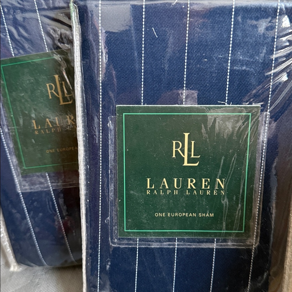 Ralph Lauren Worth Avenue Navy Blue Blazer Stripe Euro Shams New Vintage